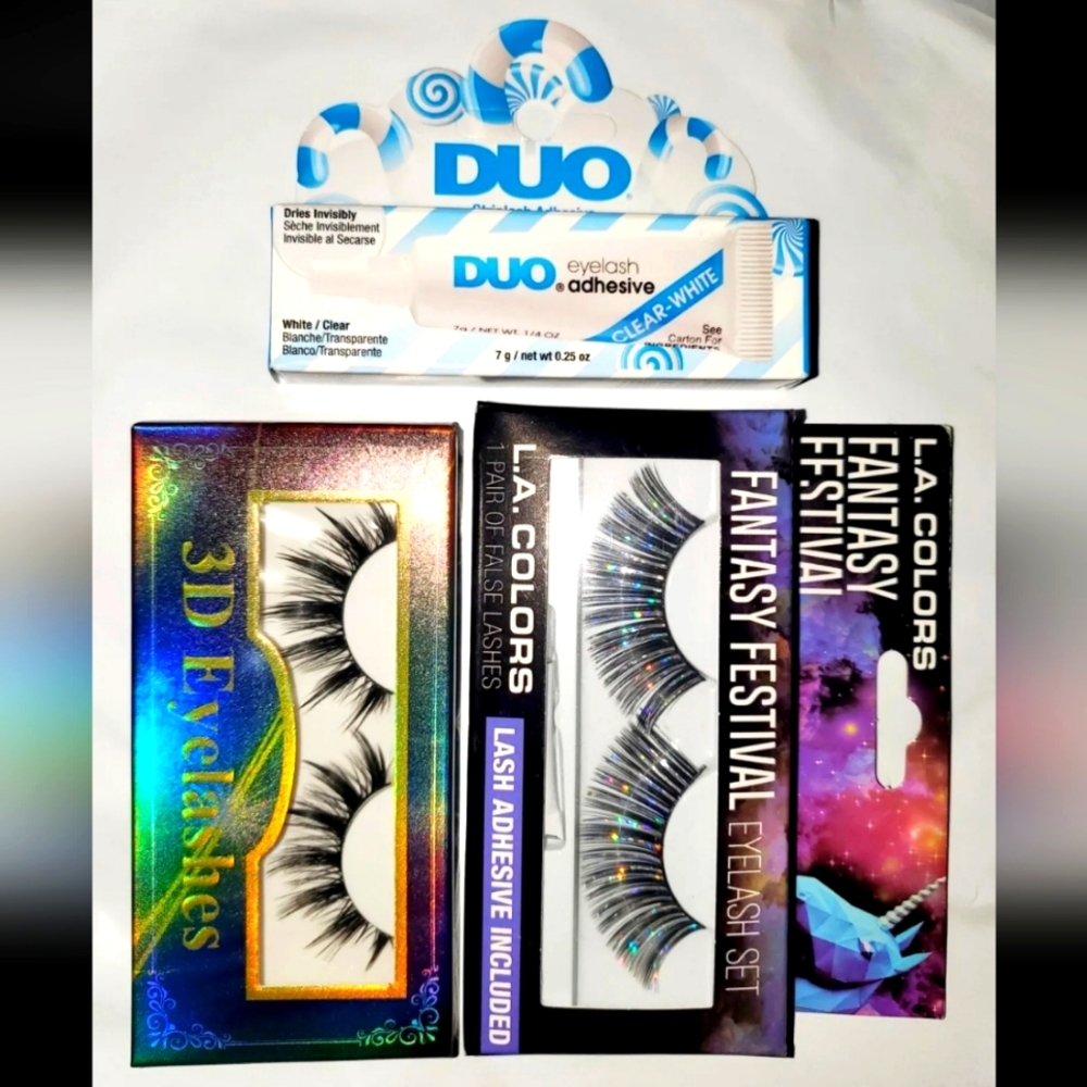 *: New L.A. Colors FANTASY FESTIVAL False Lashes Fake Eyelashes 3D duo adhesive